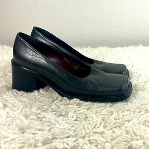 Enzo Angiolini Womens Naye Pumps Square Toe Block Heel Leather Black Size 7M